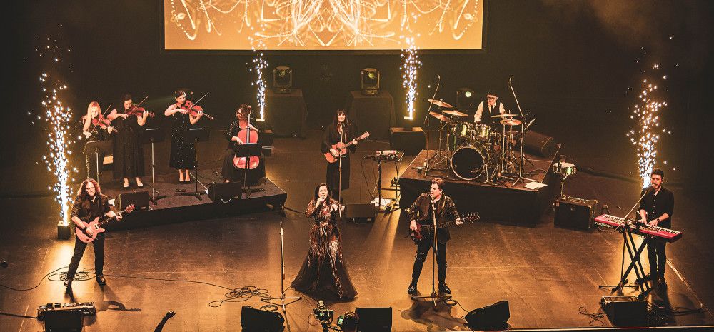 A band performing on stage