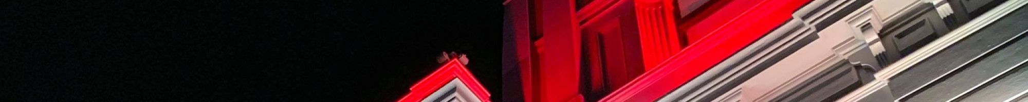 drum building lit up